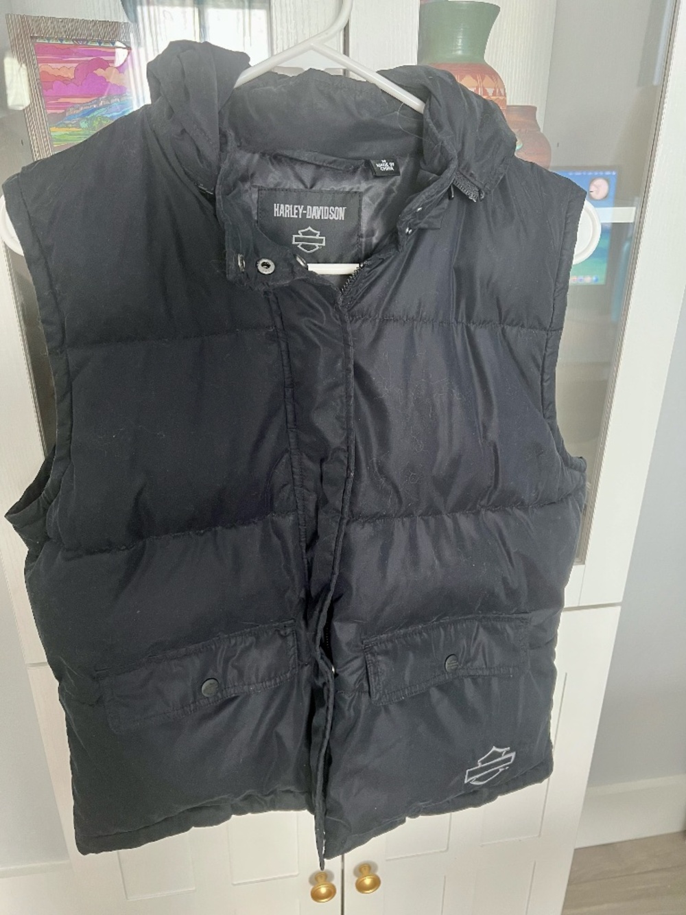 Harley Davidson Puffy Vest w/ Hood, Size Medium